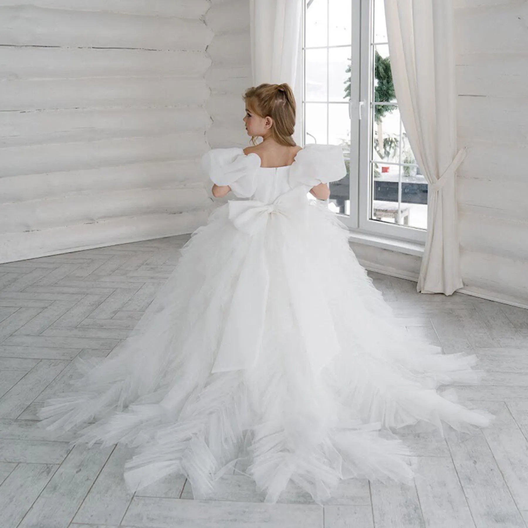 Flower Girl Dress with Sleeves "Barbie"