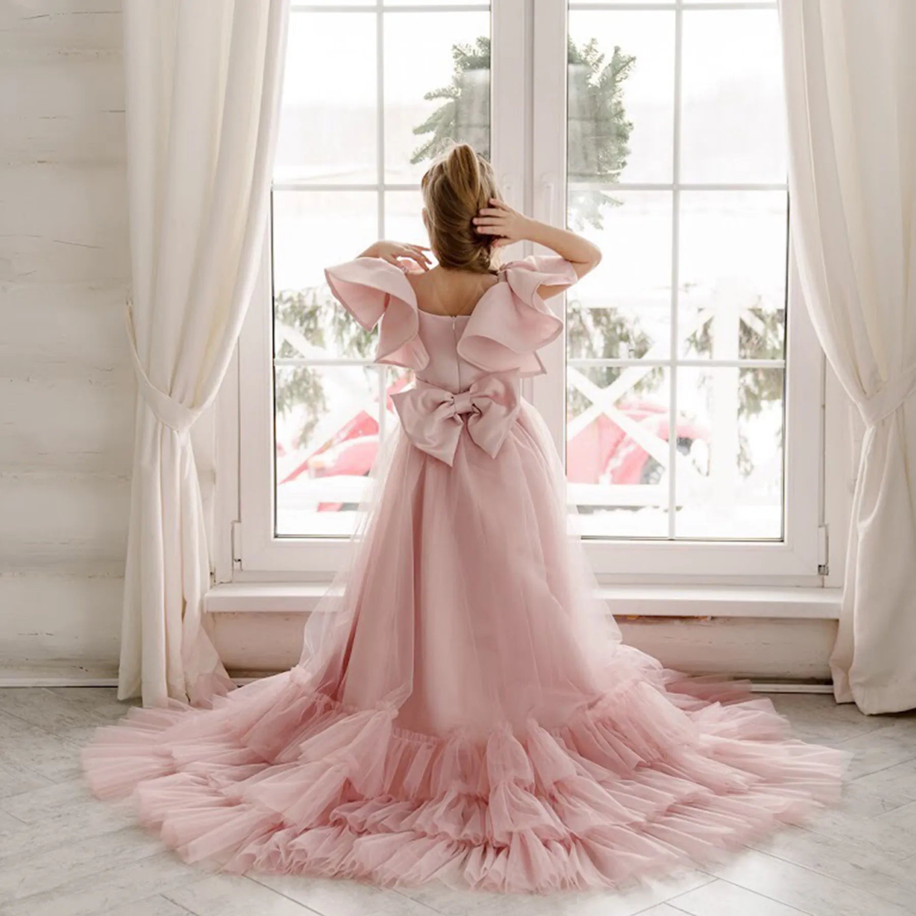 Flower Girl Dress with Satin Train "Alsu"