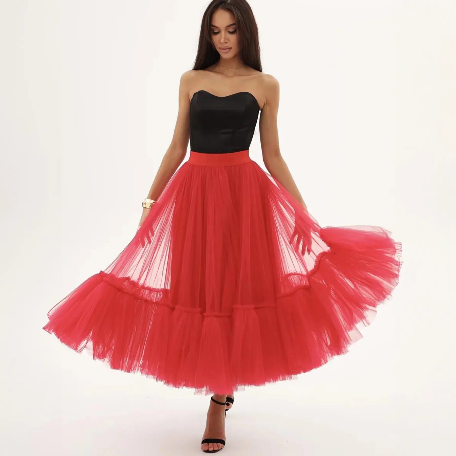 Midi Ruffle Tulle Skirt