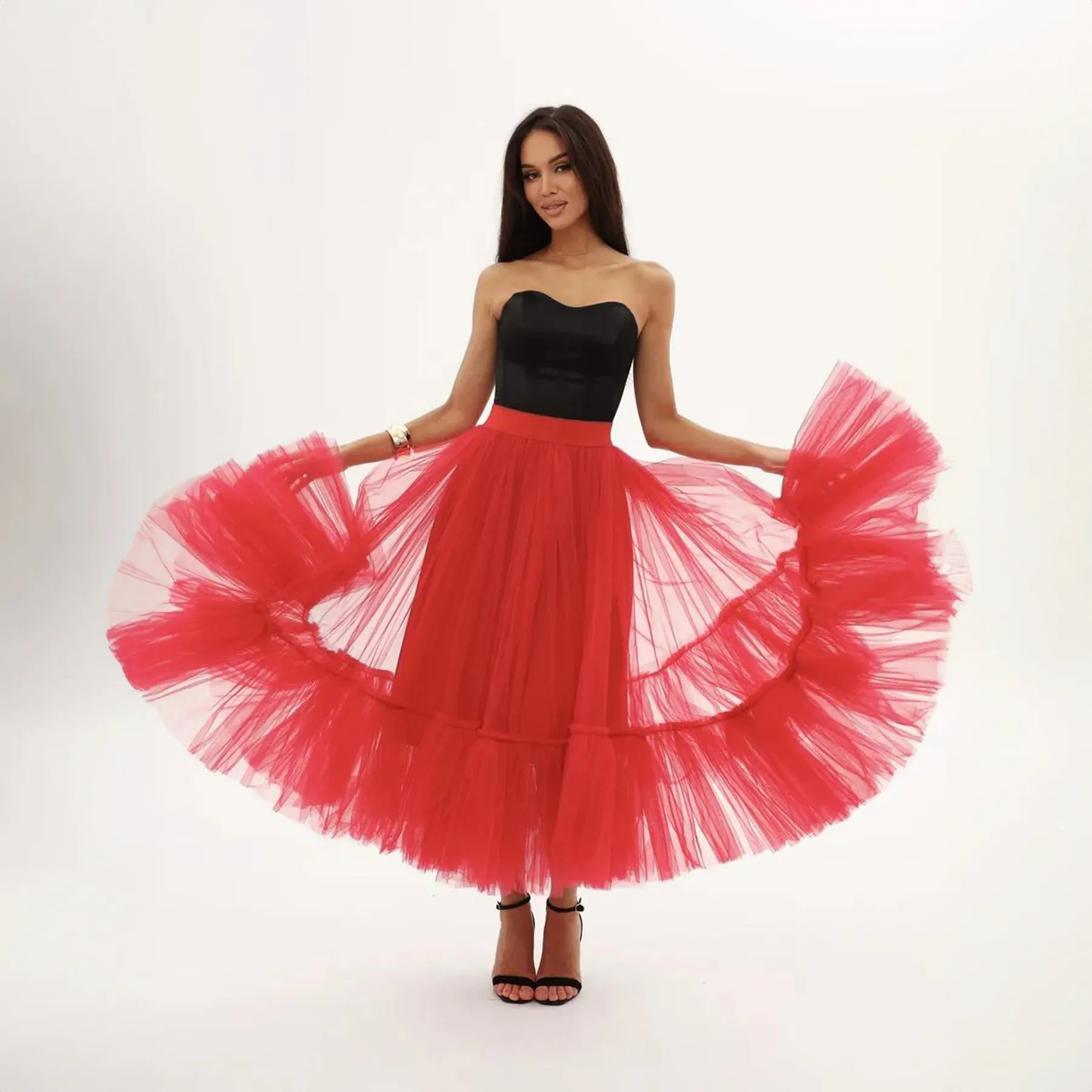 Midi Ruffle Tulle Skirt