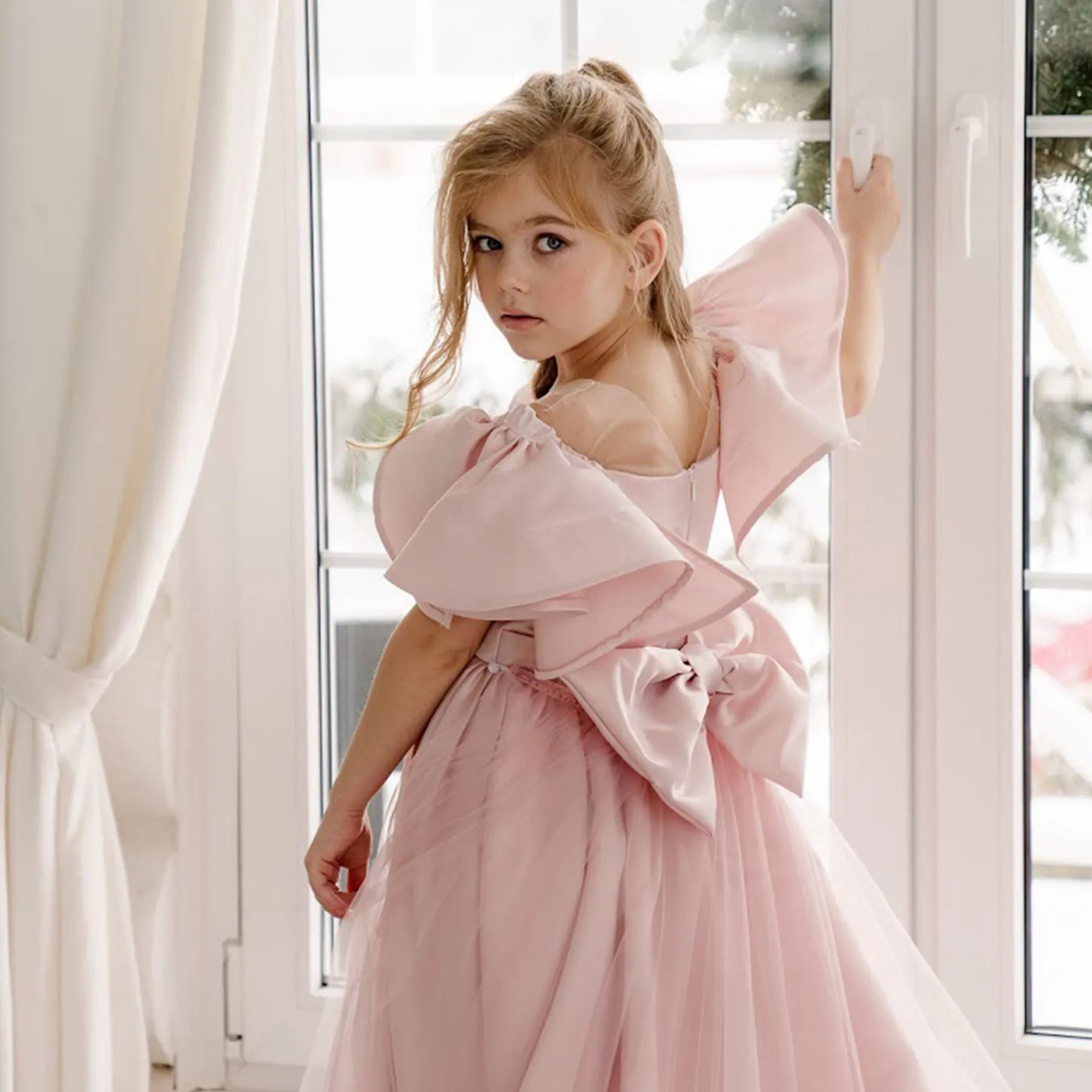 Flower Girl Dress with Satin Train "Alsu"