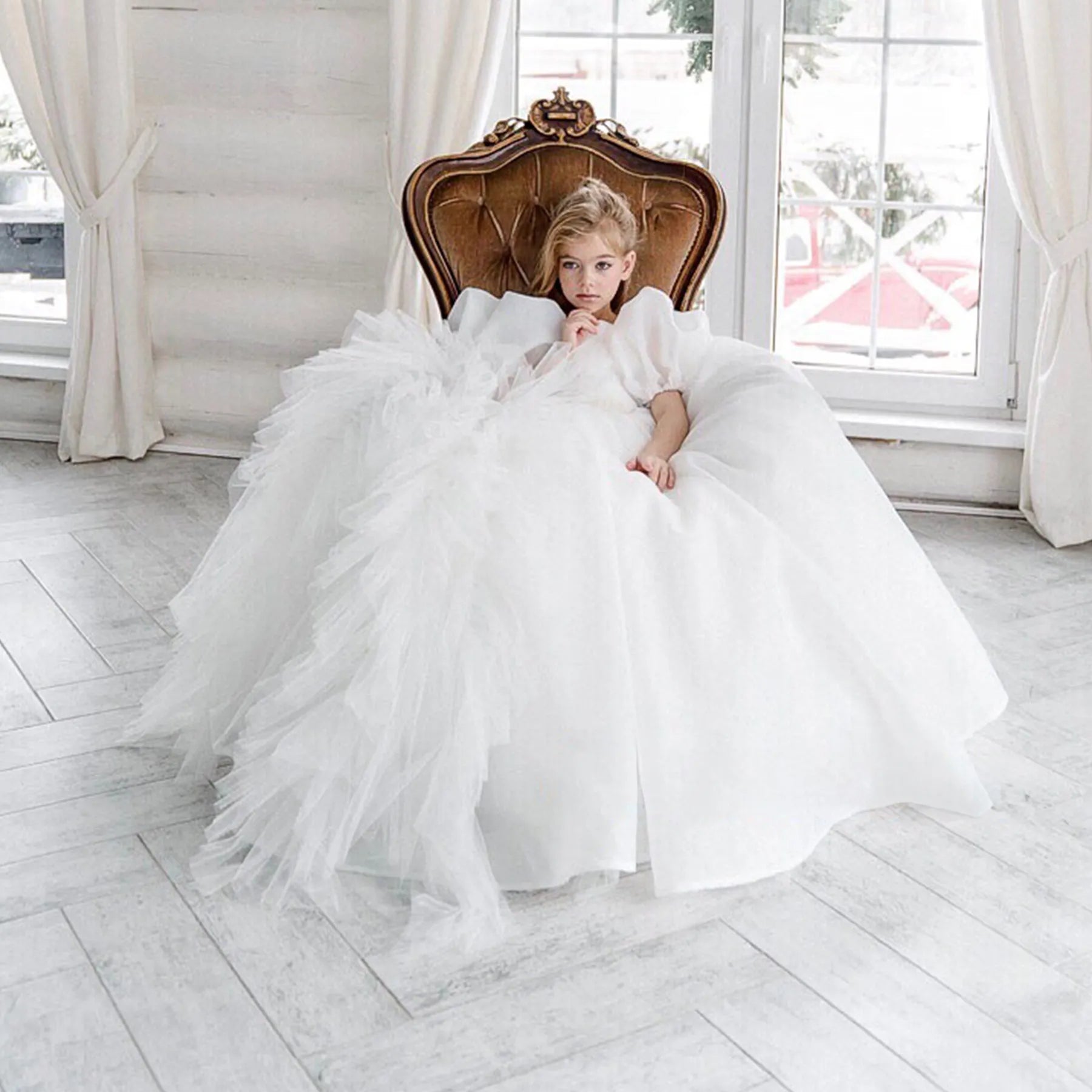 Flower Girl Dress with Sleeves "Barbie"