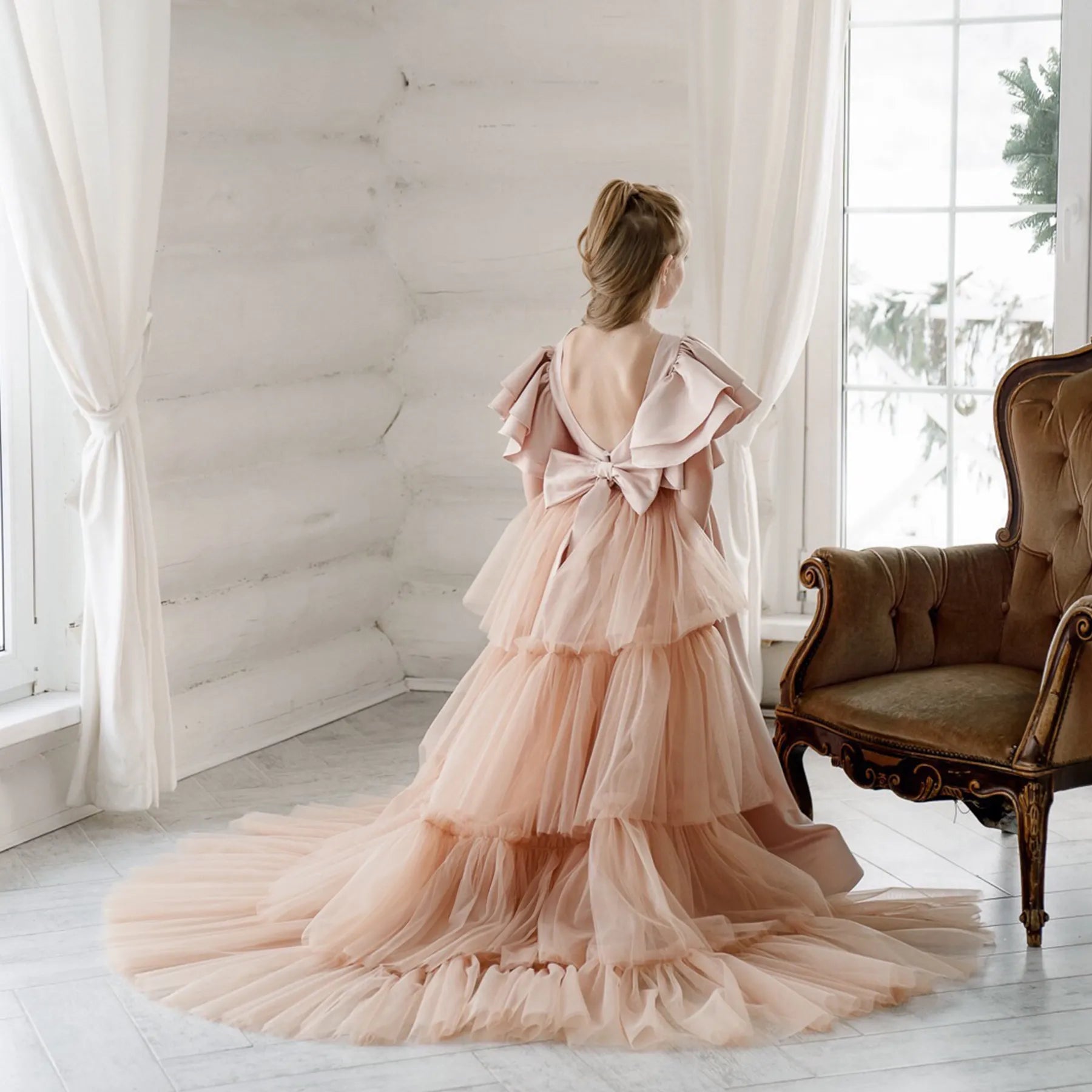 Flower Girl Dress with Train "Courage"