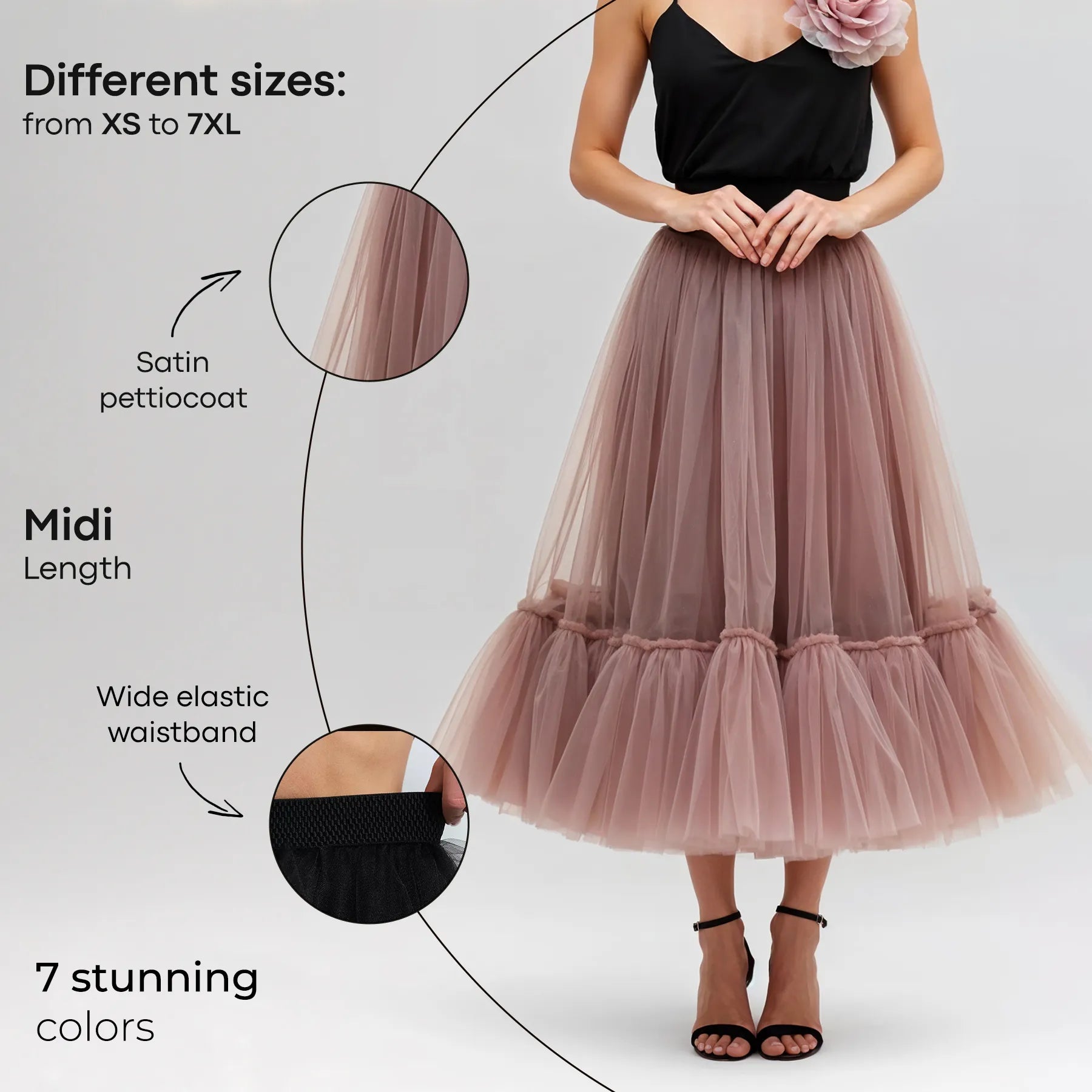 Midi Ruffle Tulle Skirt