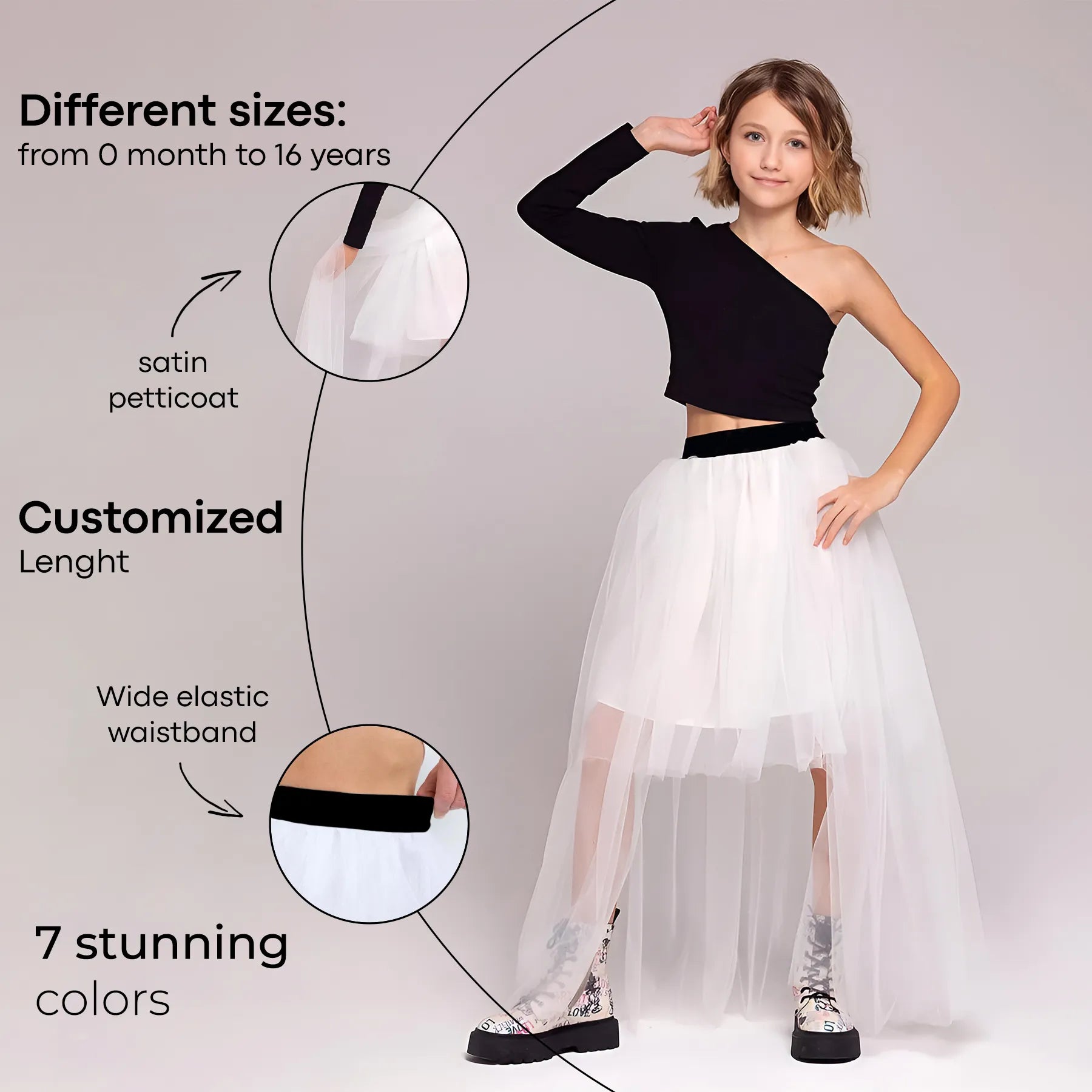 Girls Short Tulle Skirt