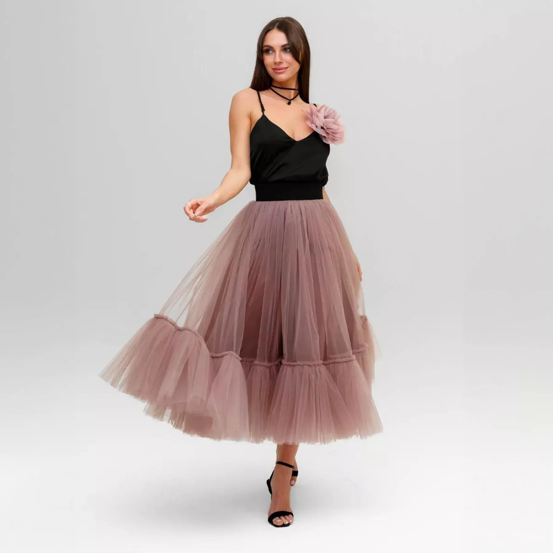 Midi Ruffle Tulle Skirt
