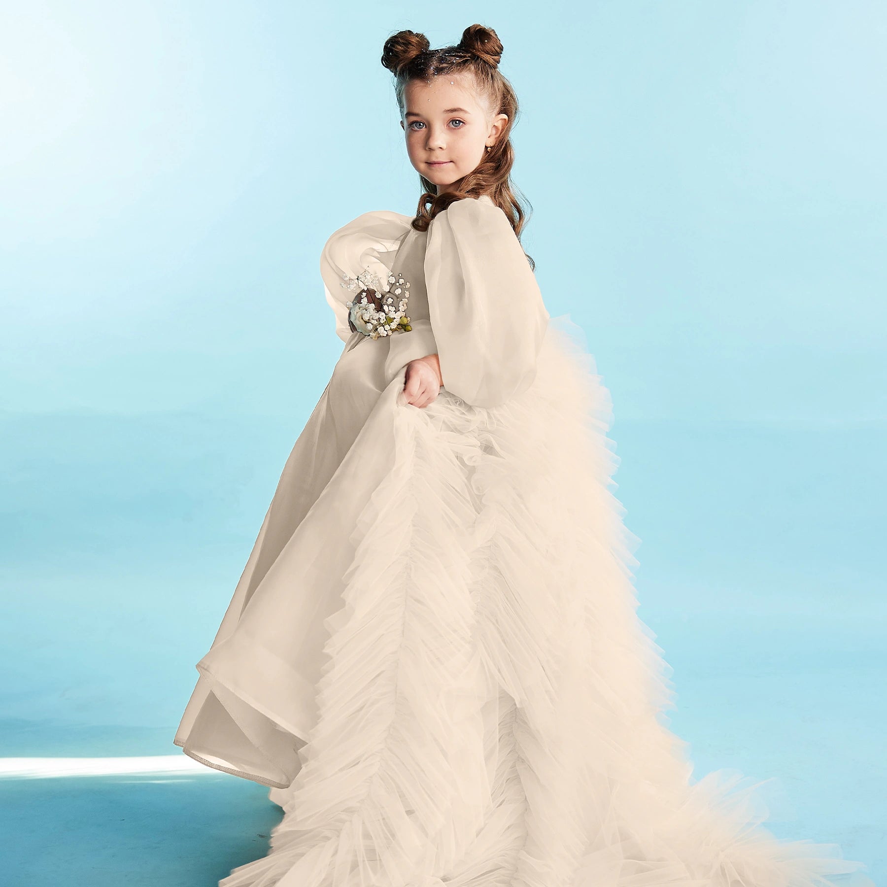 Flower Girl Long Dress with train "Jasmine"