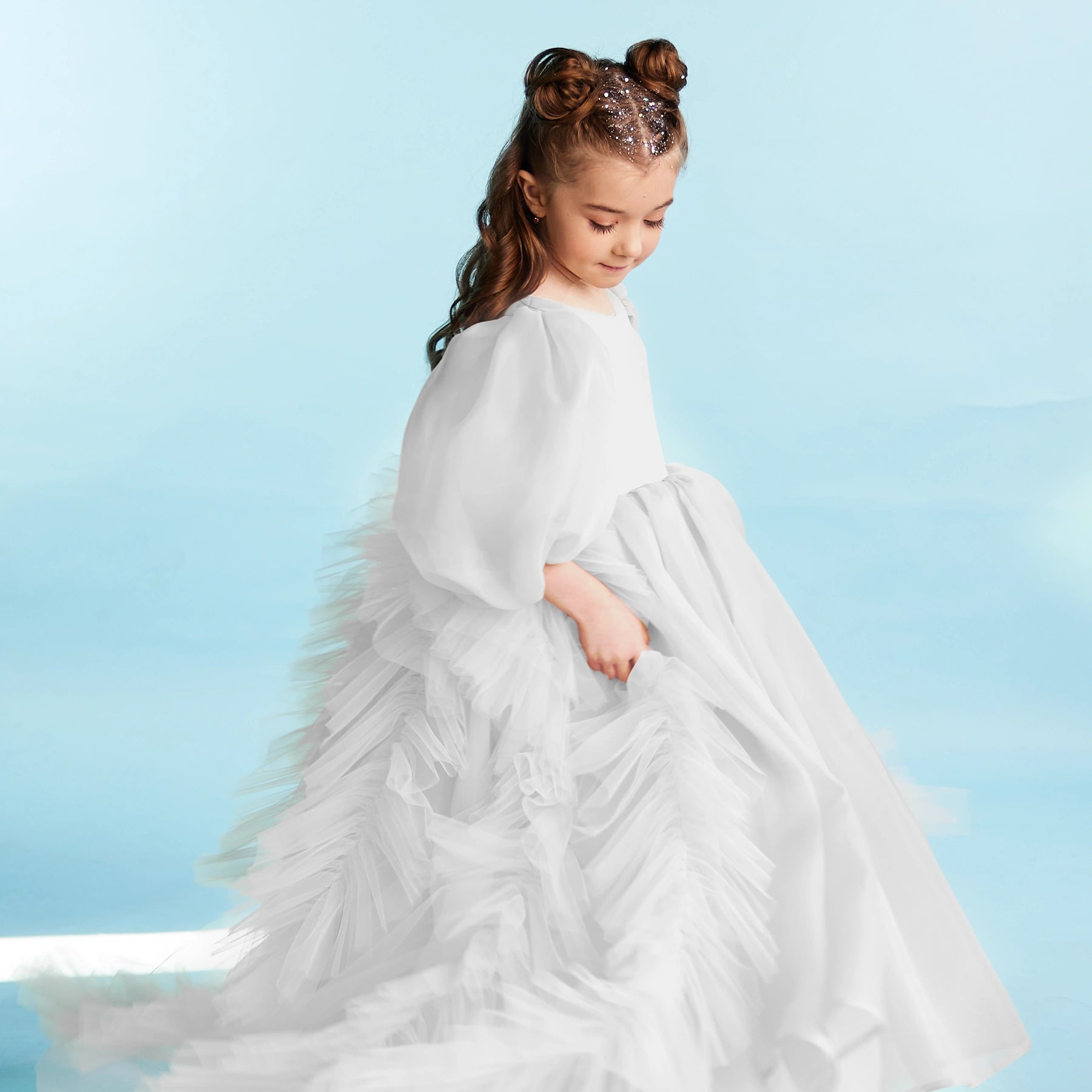 Flower Girl Long Dress with train "Jasmine"