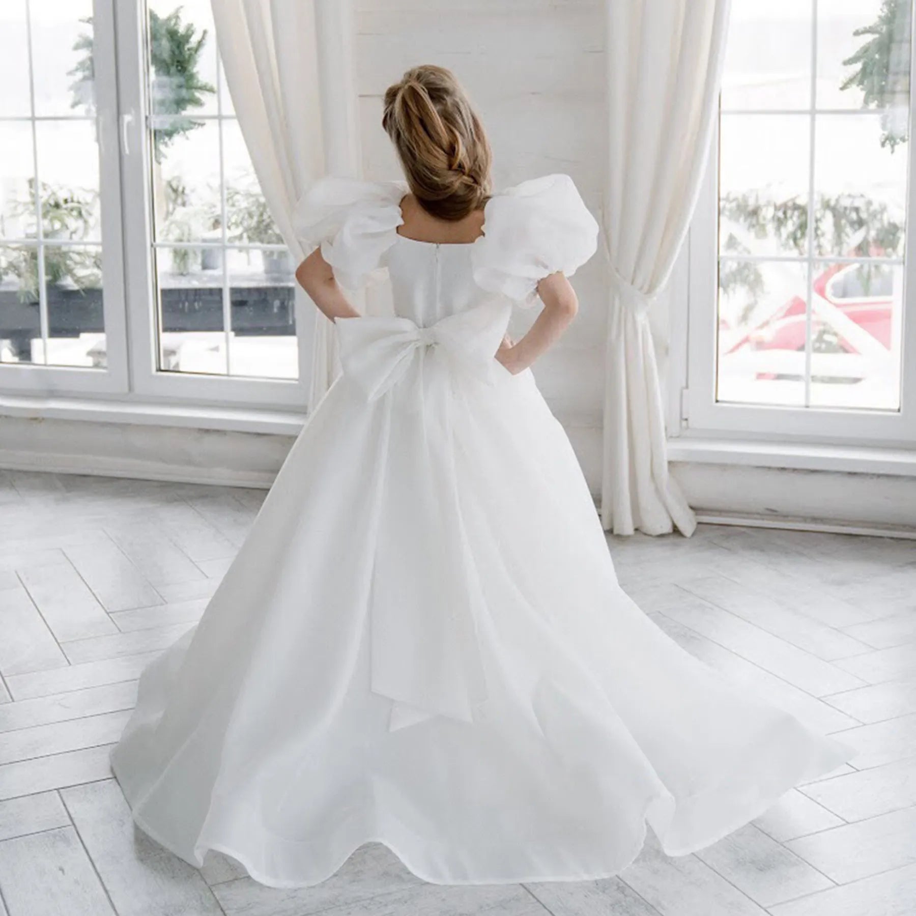 Flower Girl Dress with Sleeves "Barbie"