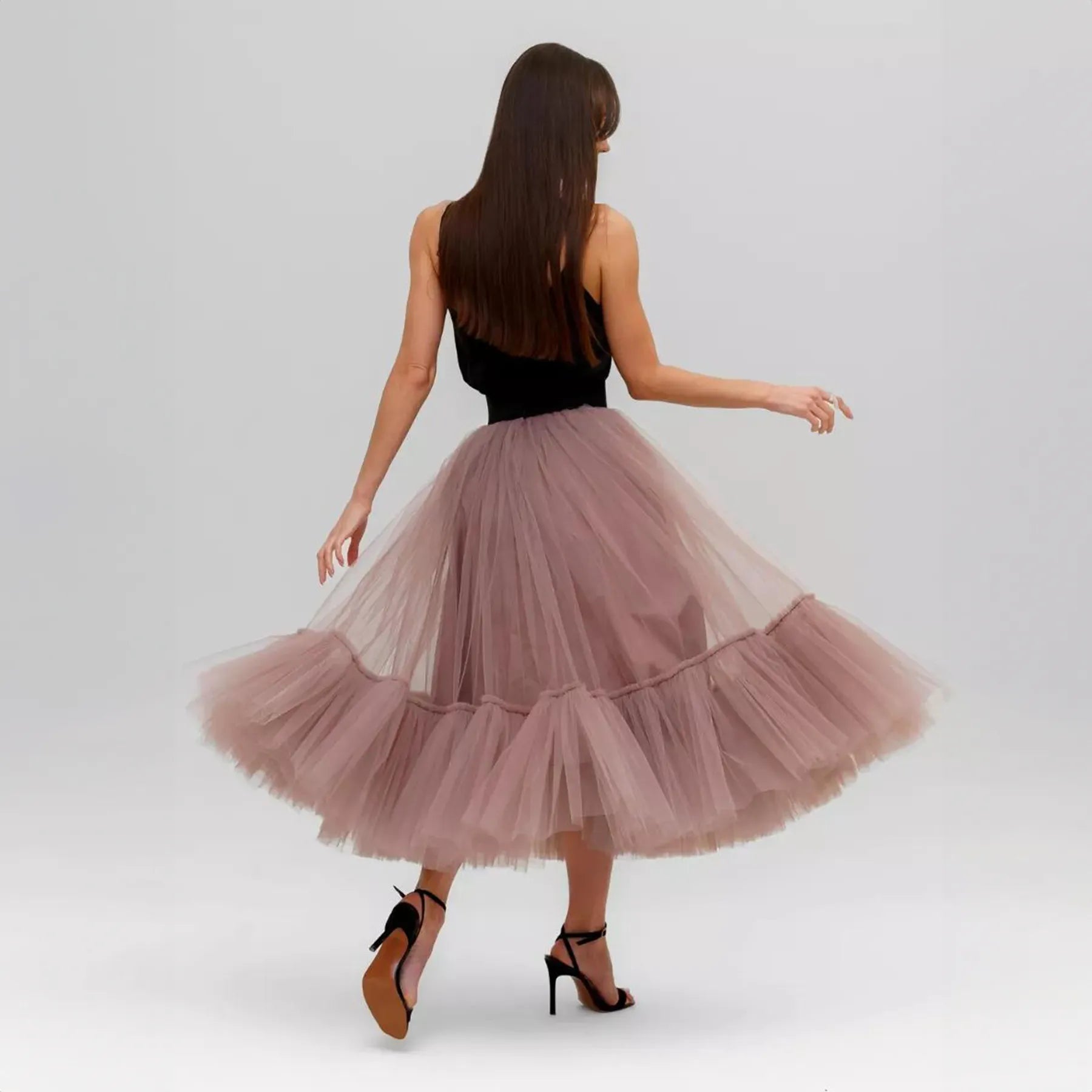 Midi Ruffle Tulle Skirt