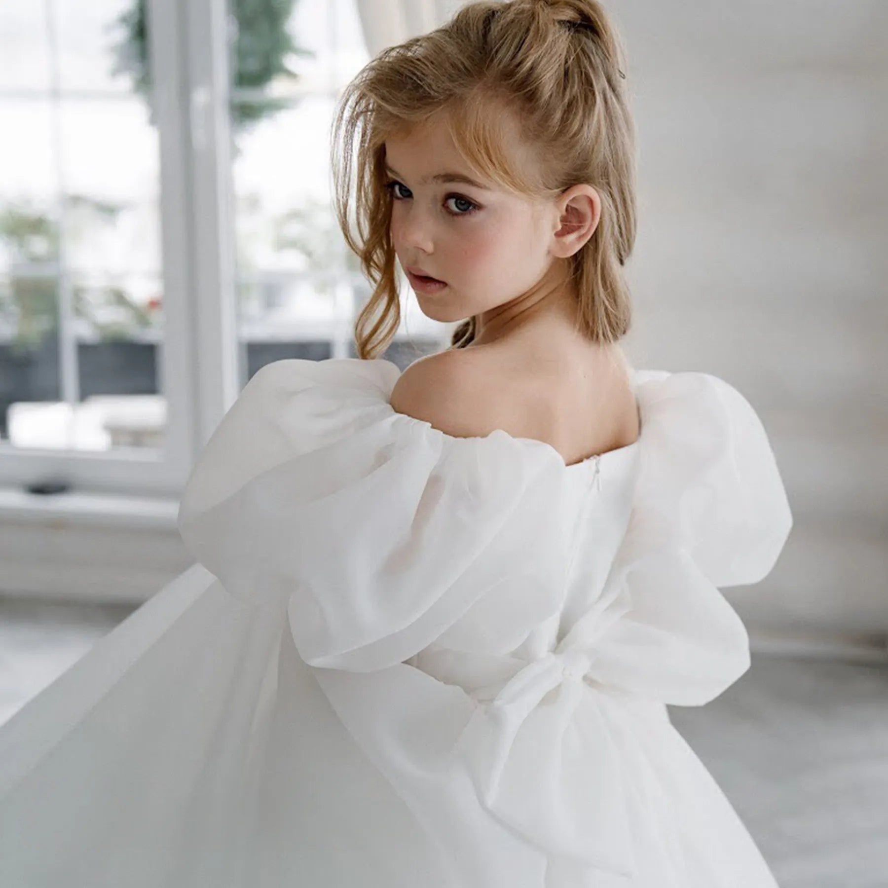 Flower Girl Dress with Sleeves "Barbie"