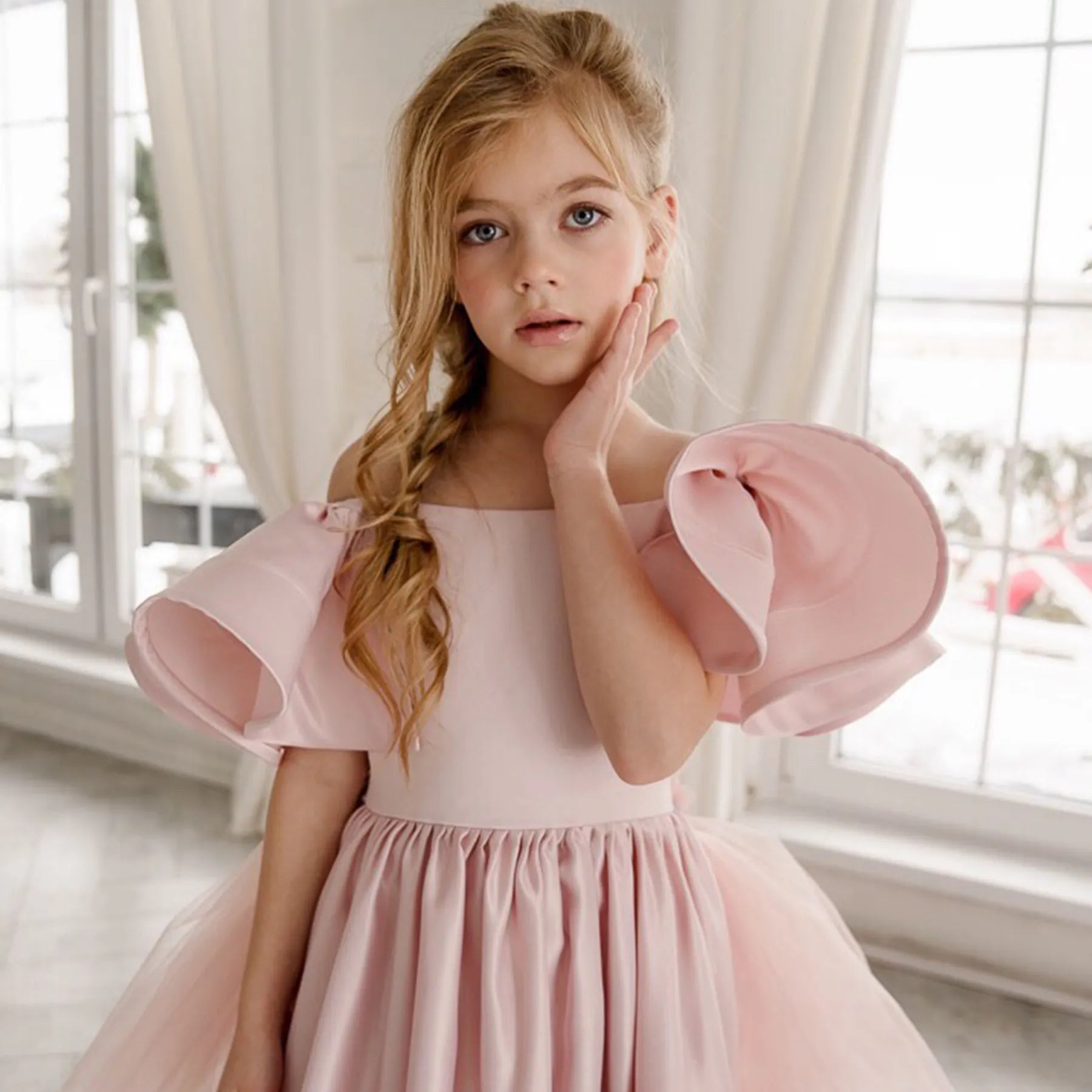 Flower Girl Dress with Tulle Train "Alsu"