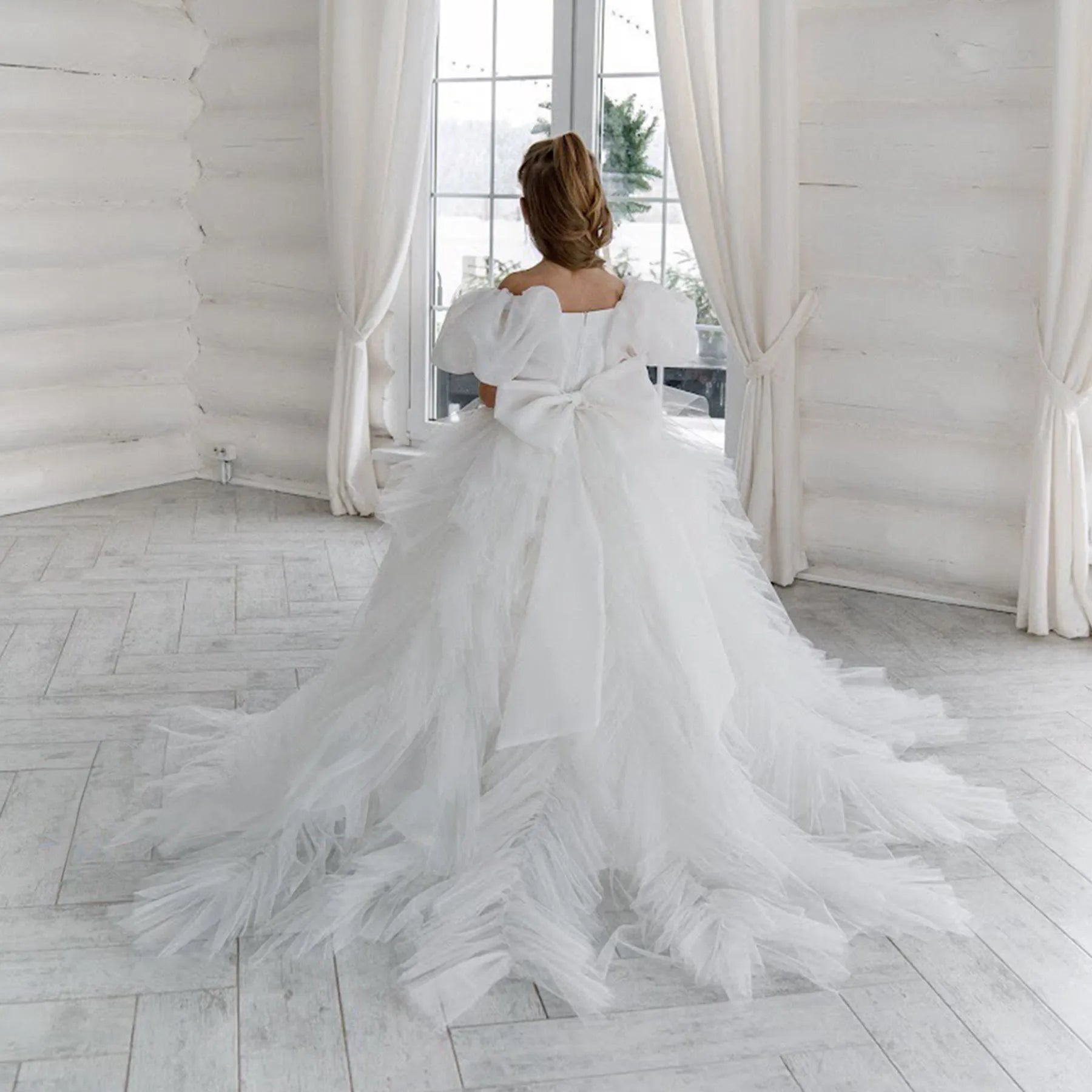 Flower Girl Dress with Sleeves "Barbie"