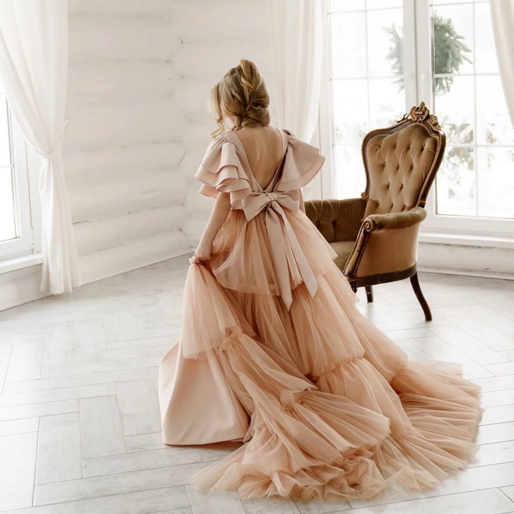 Flower Girl Dress with Train "Courage"