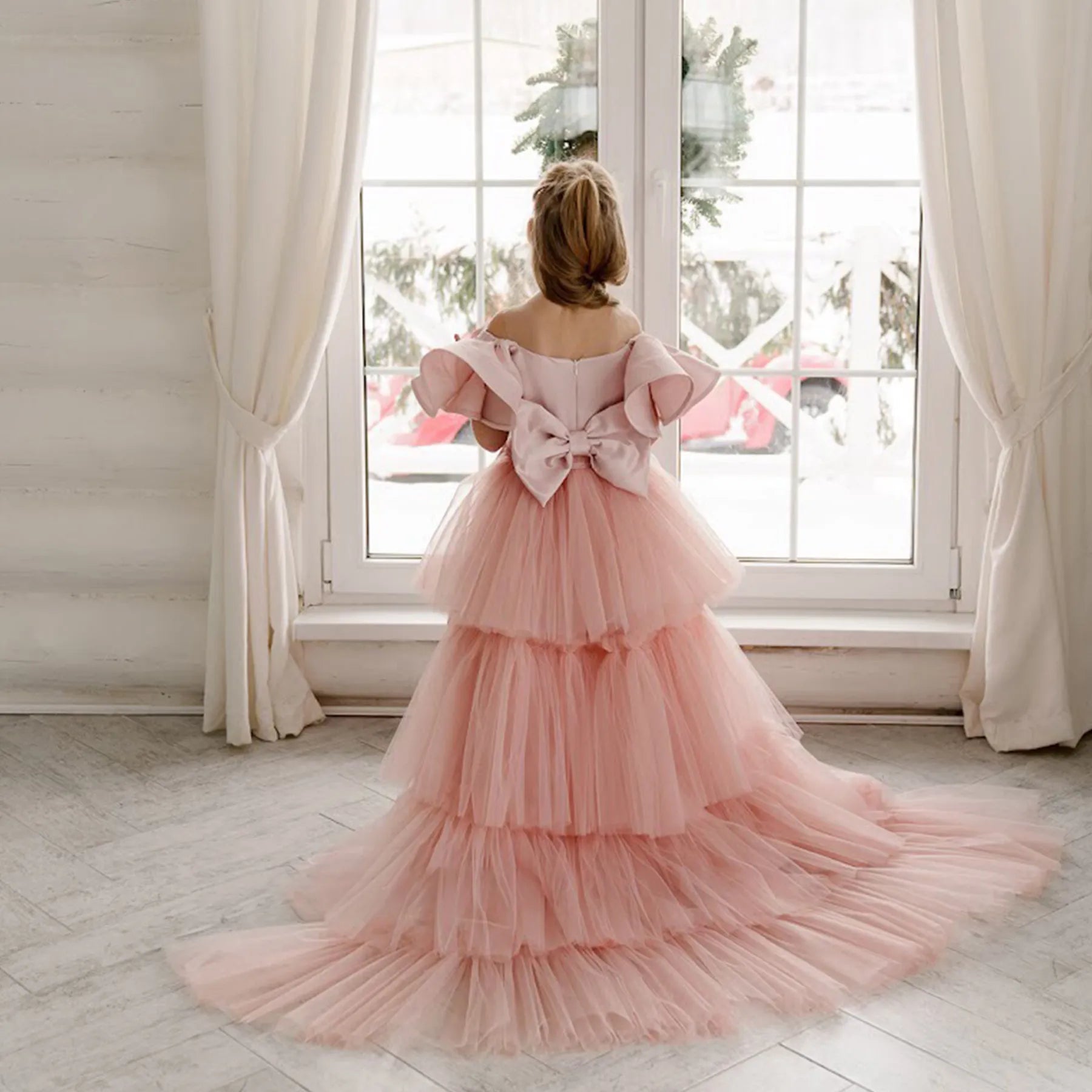 Flower Girl Dress with Tulle Train "Alsu"
