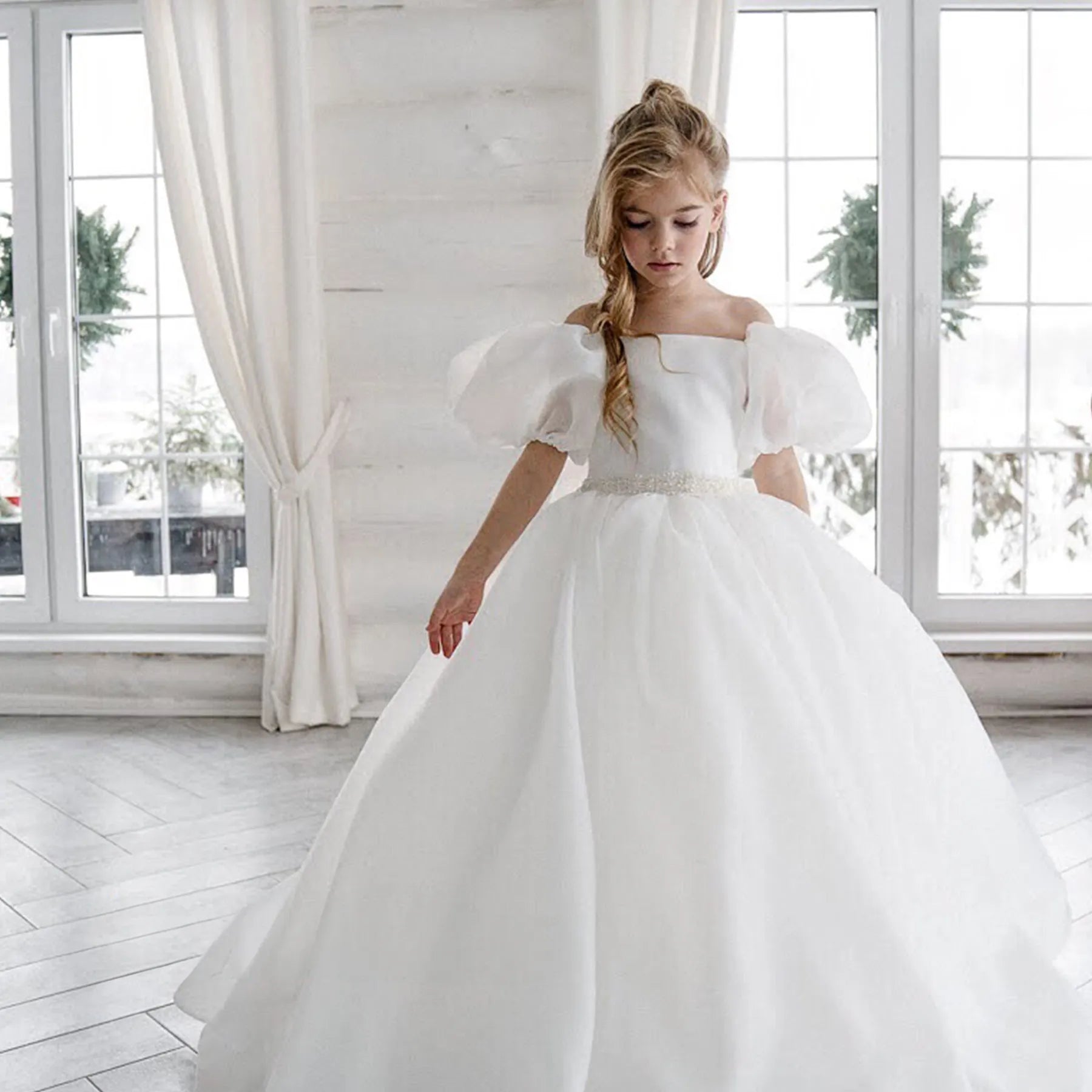 Flower Girl Dress with Sleeves "Barbie"