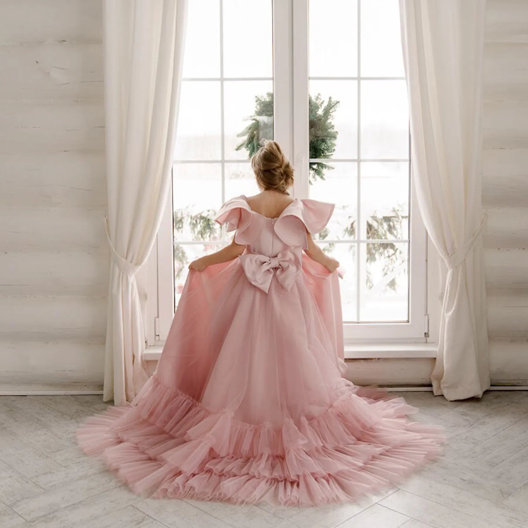 Flower Girl Dress with Satin Train "Alsu"