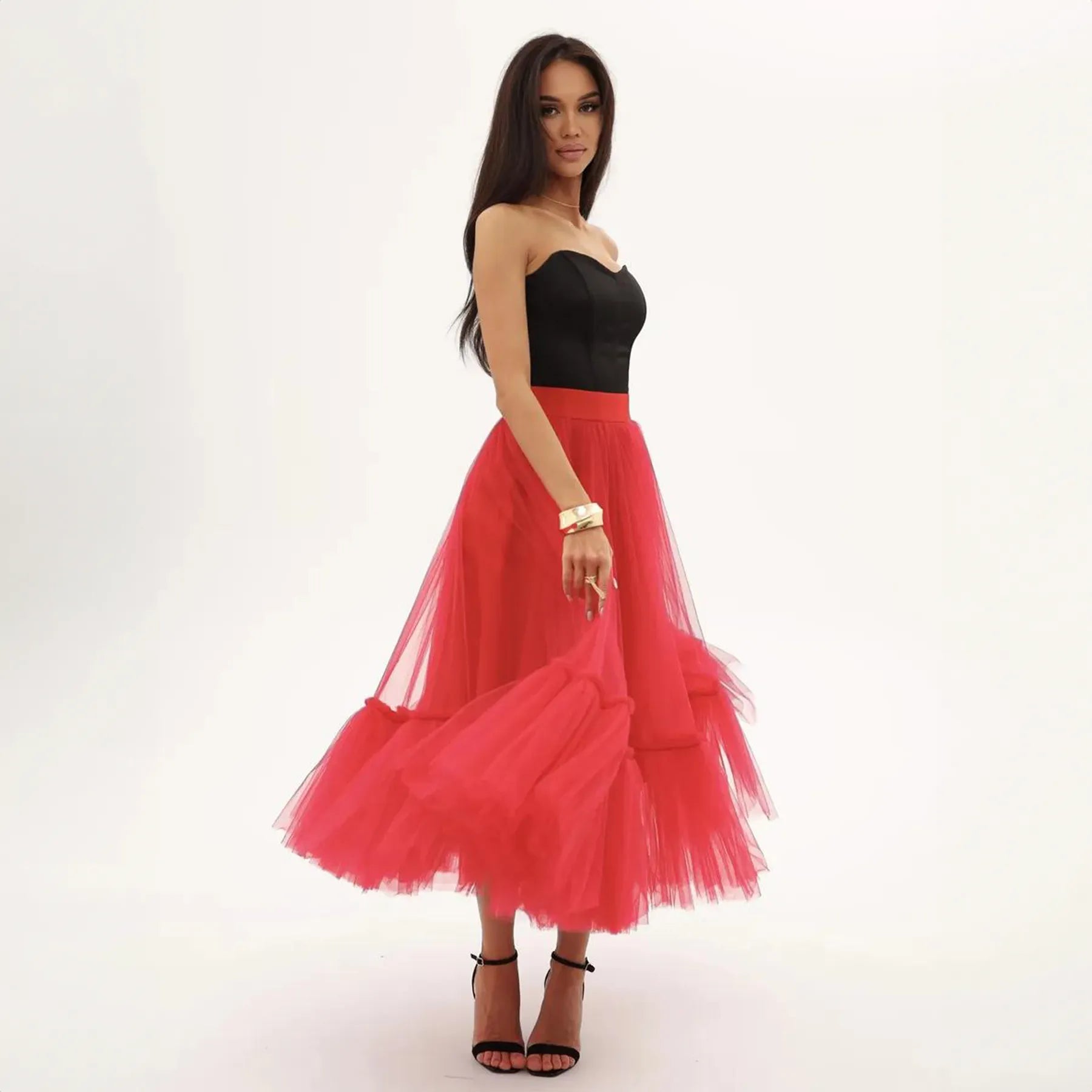 Midi Ruffle Tulle Skirt