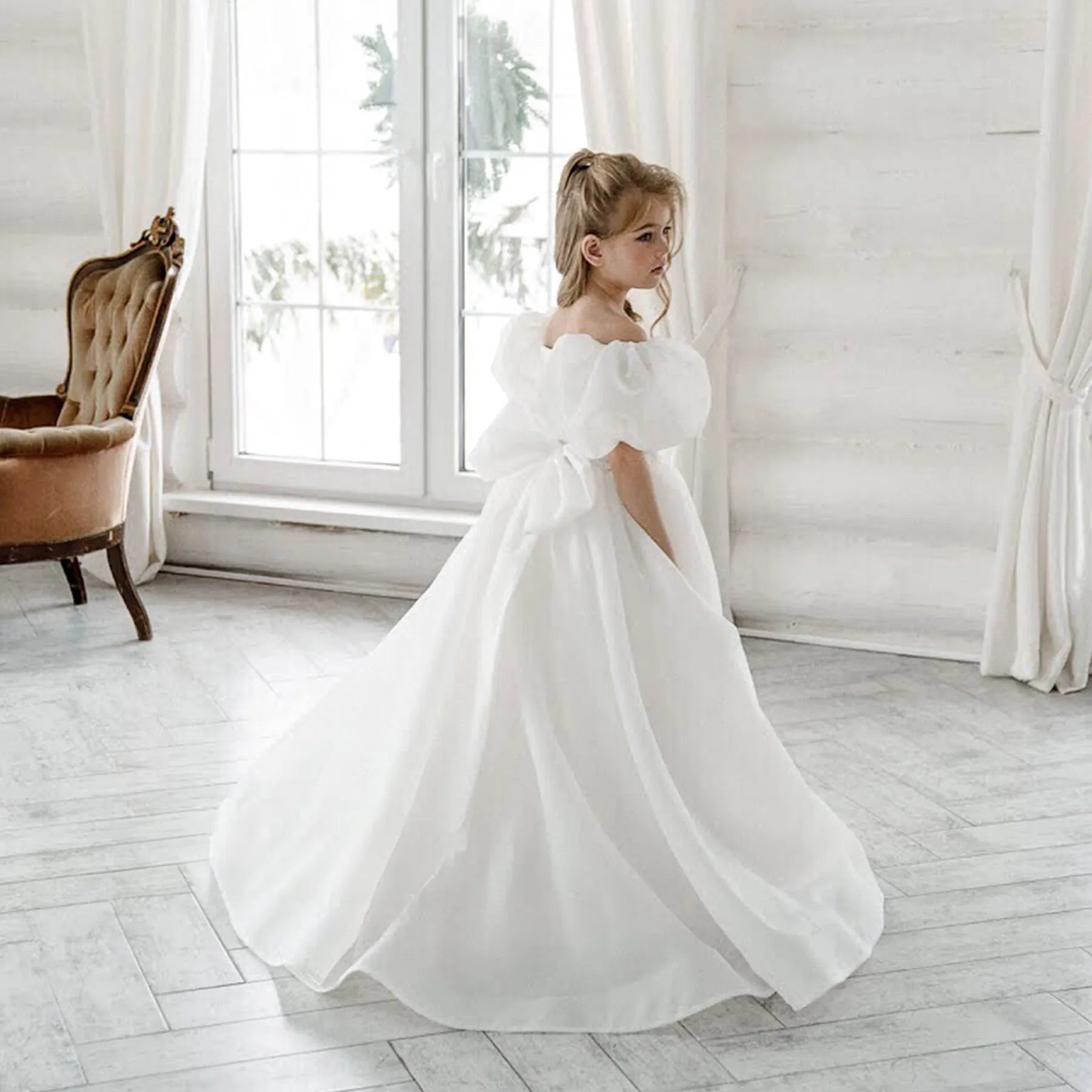 Flower Girl Dress with Sleeves "Barbie"