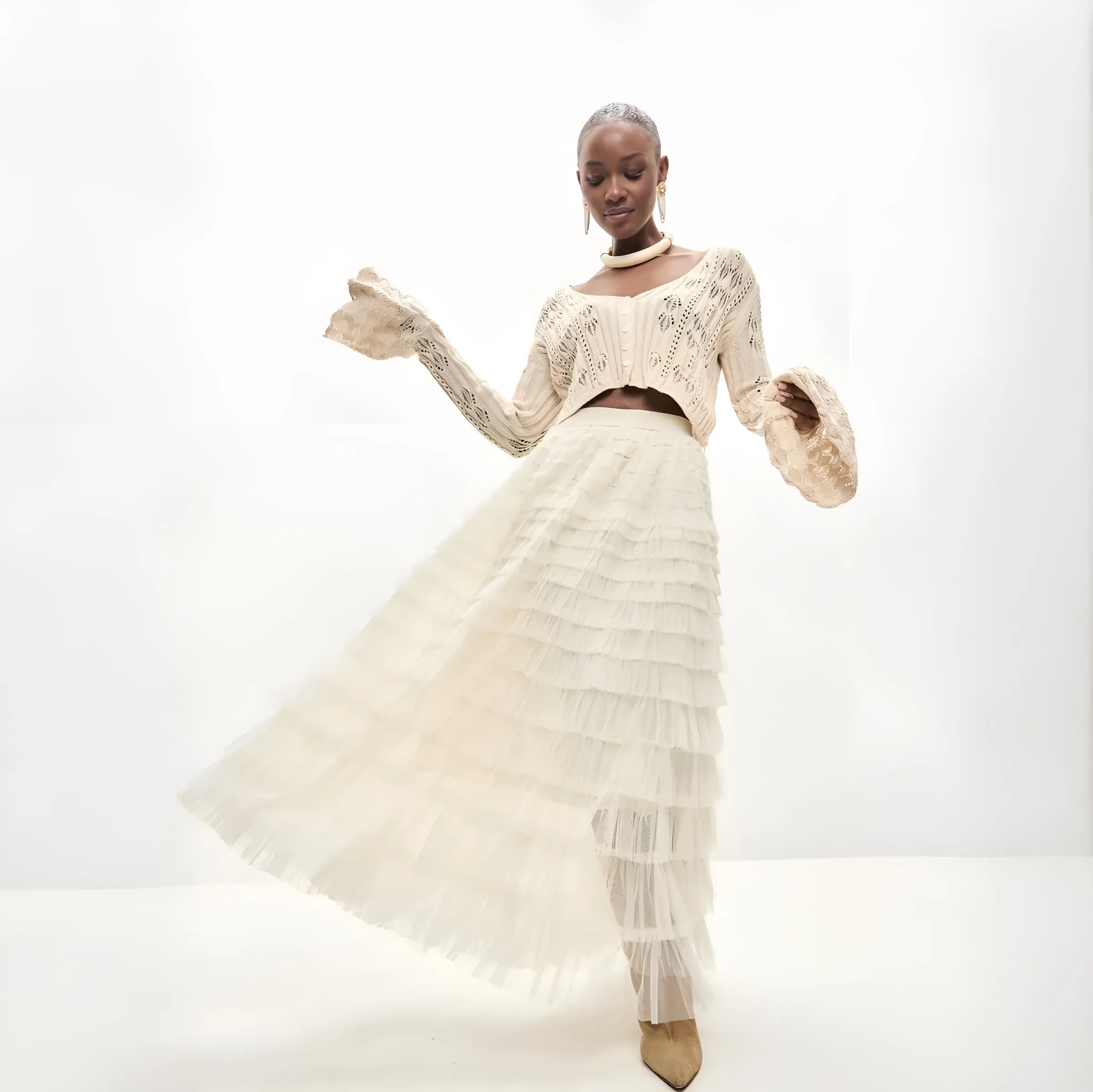 Maxi Tulle Ruffle Skirt