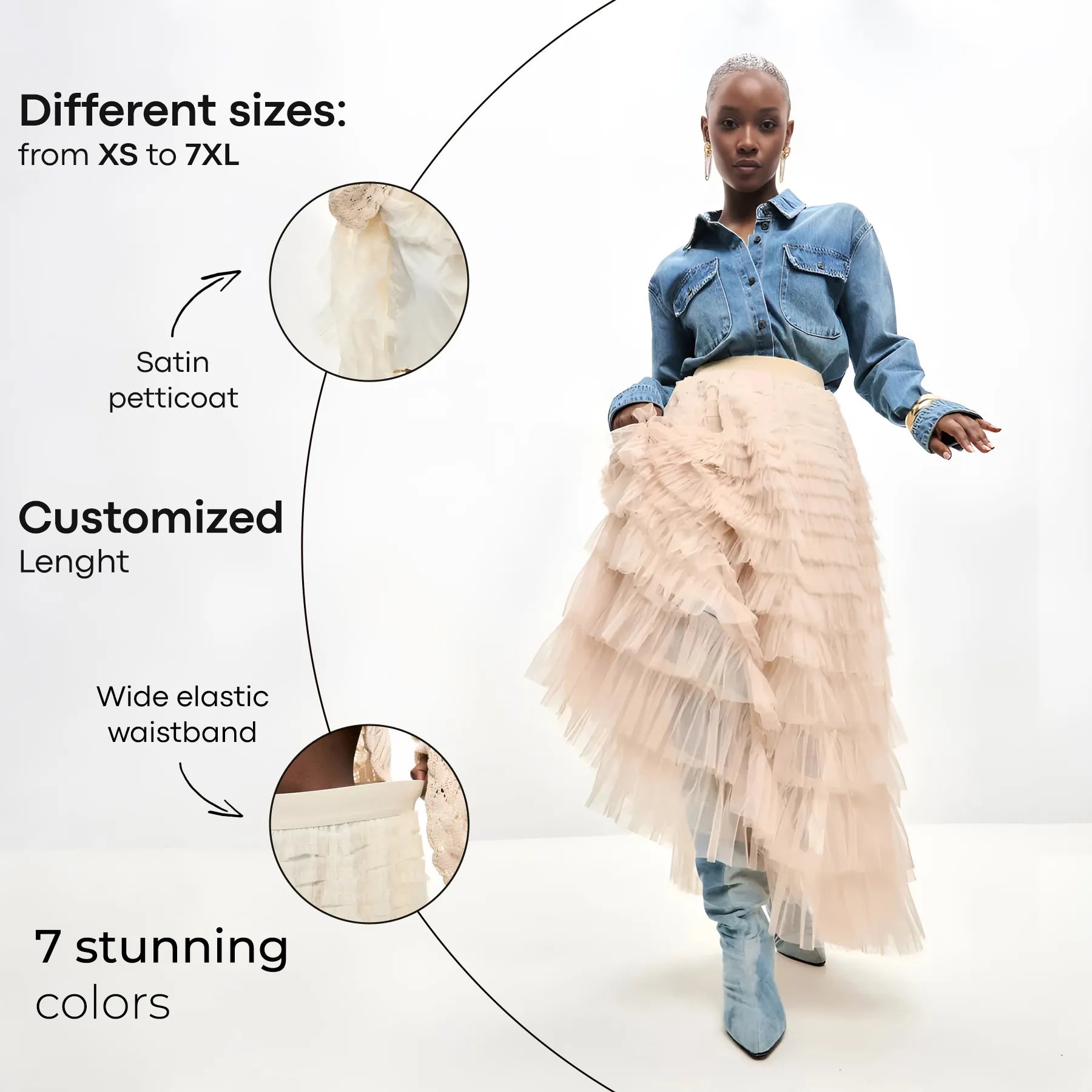 Maxi Tulle Ruffle Skirt