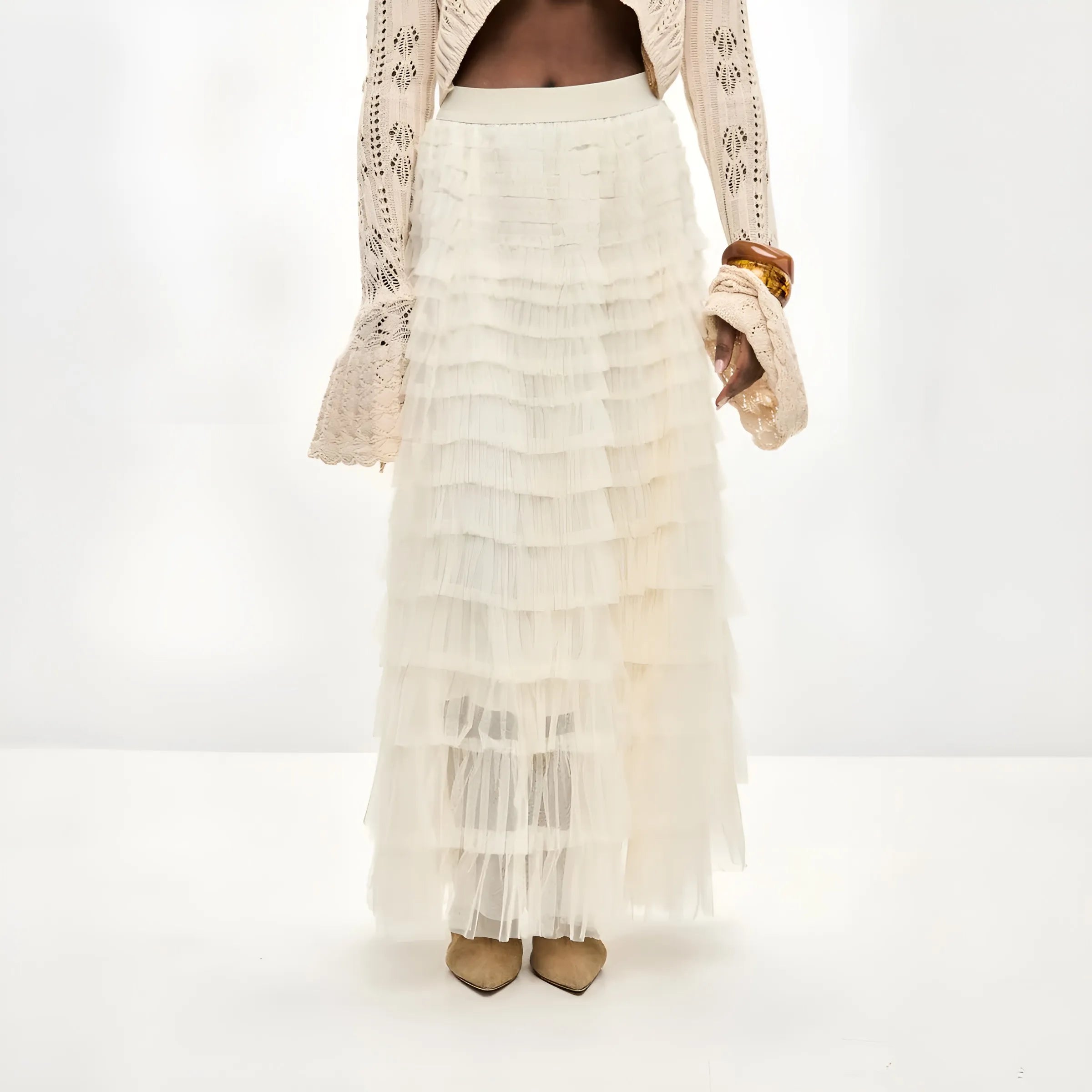 Maxi Tulle Ruffle Skirt
