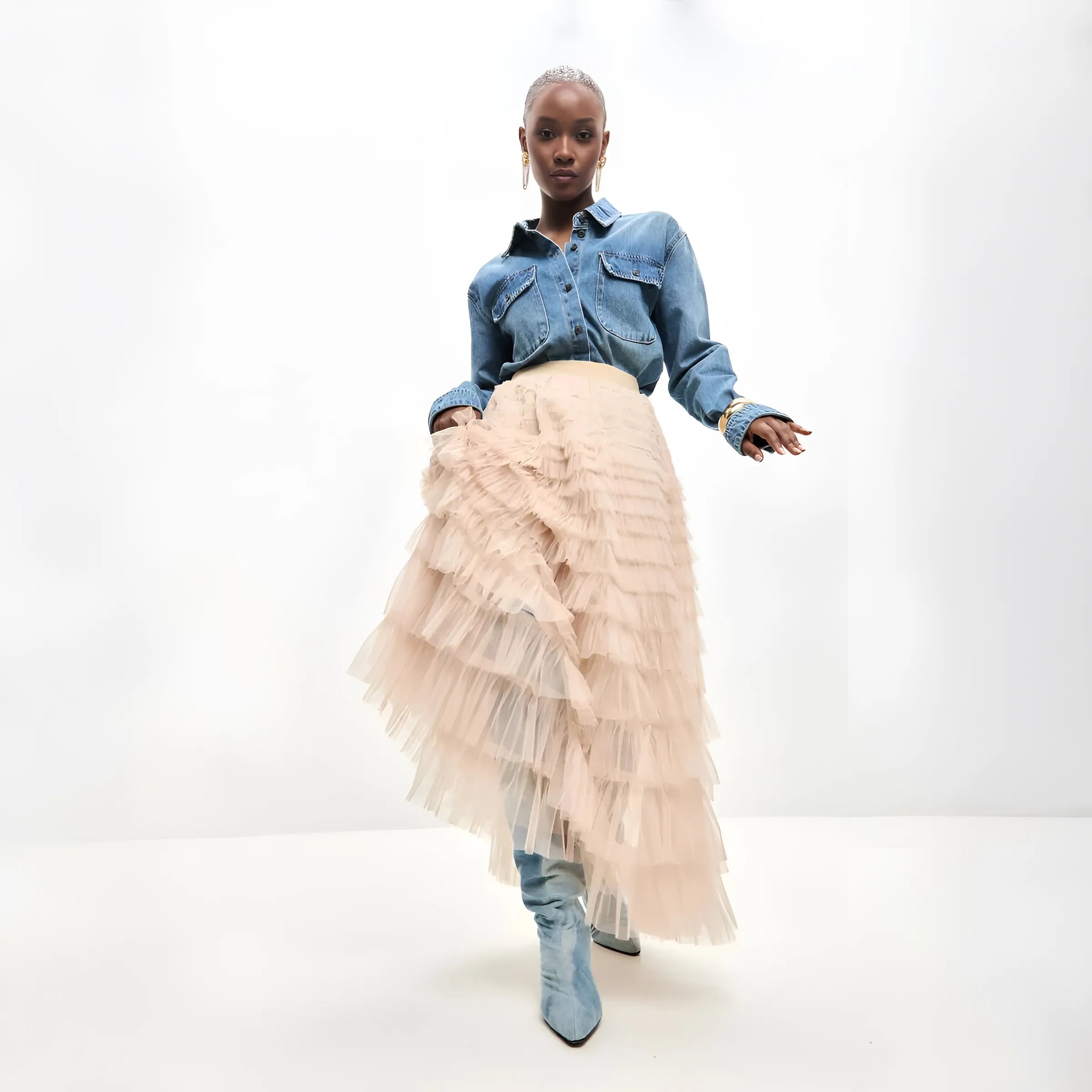 Maxi Tulle Ruffle Skirt