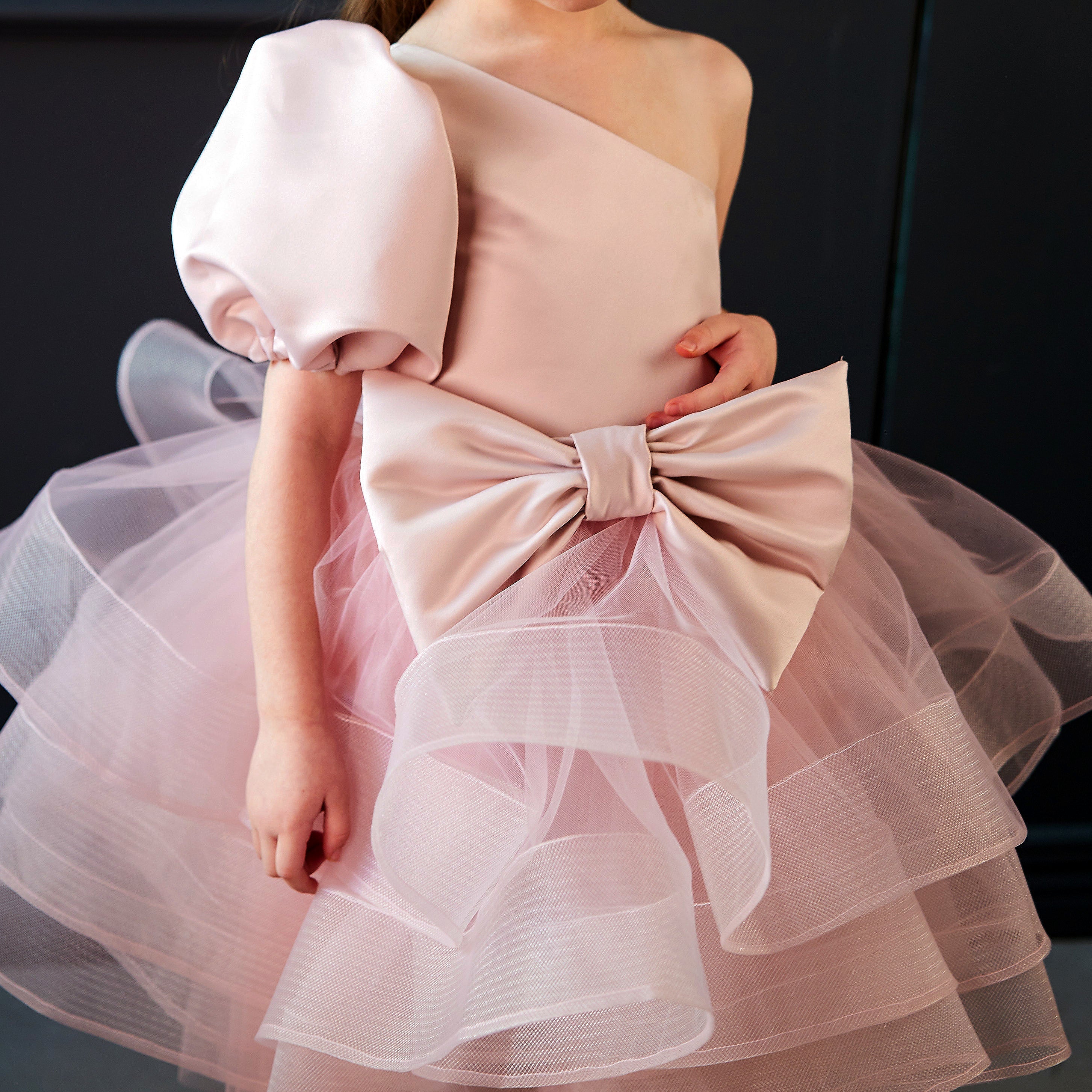 Flower Girl Short Dress With Sleeve ’Dahlia’