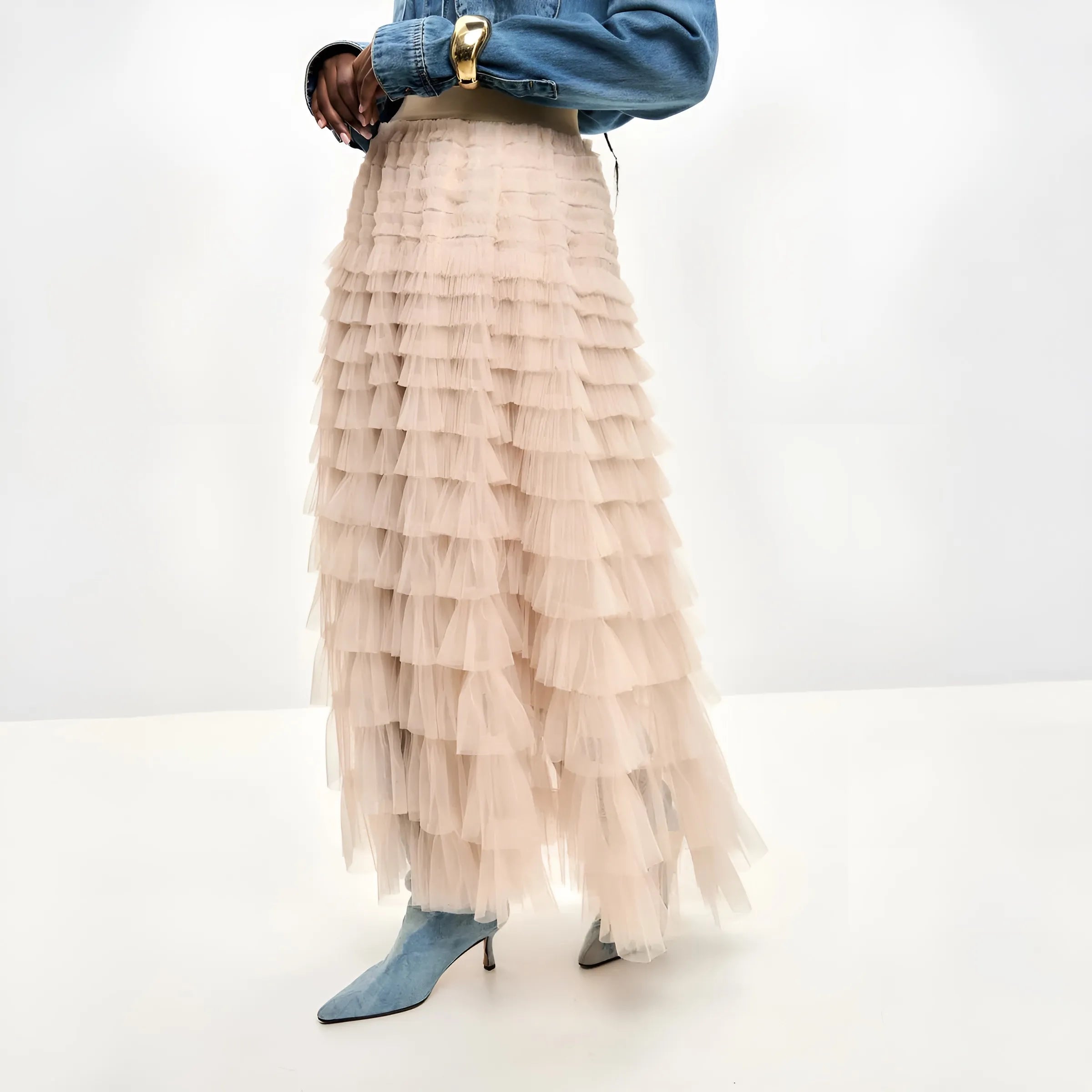 Maxi Tulle Ruffle Skirt