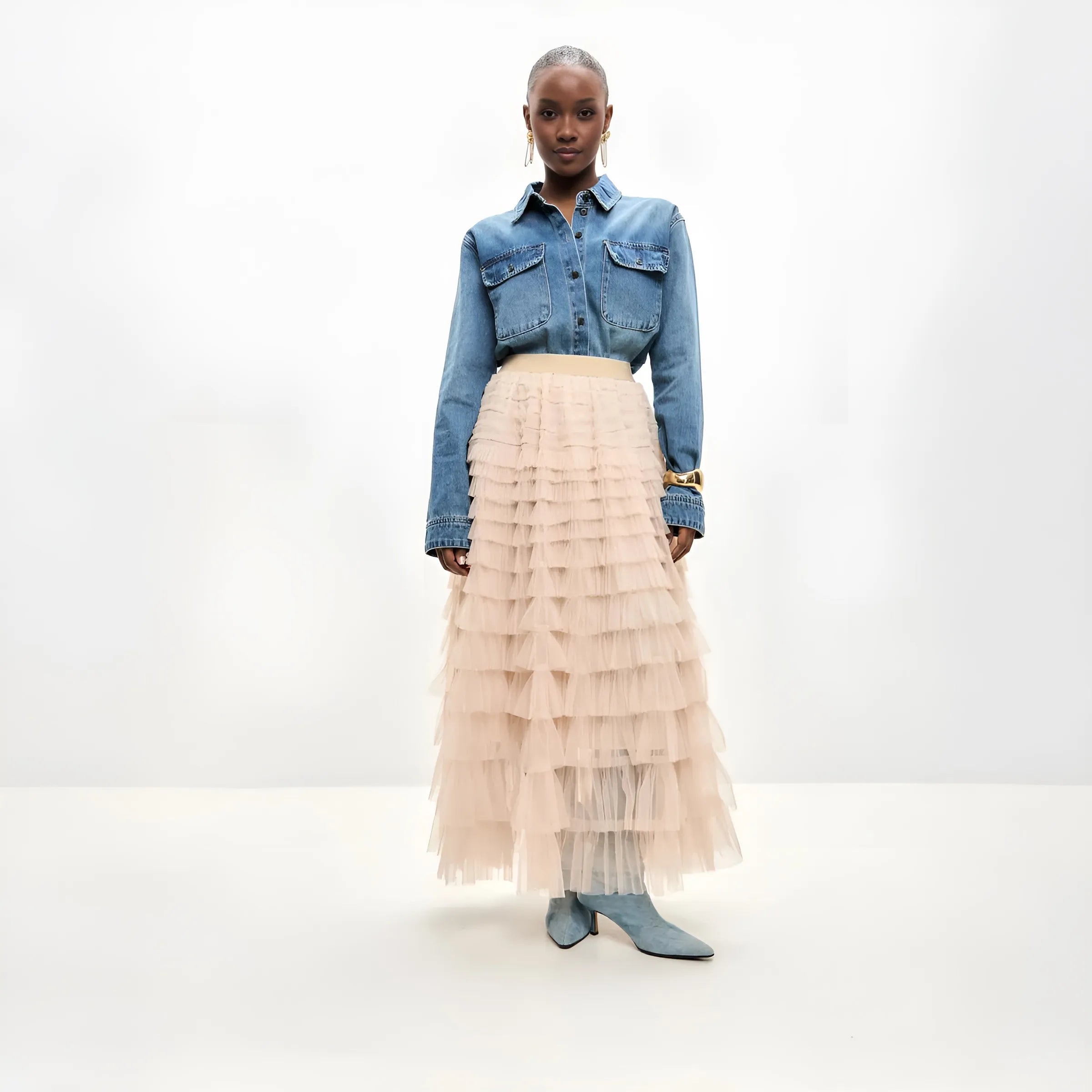 Maxi Tulle Ruffle Skirt