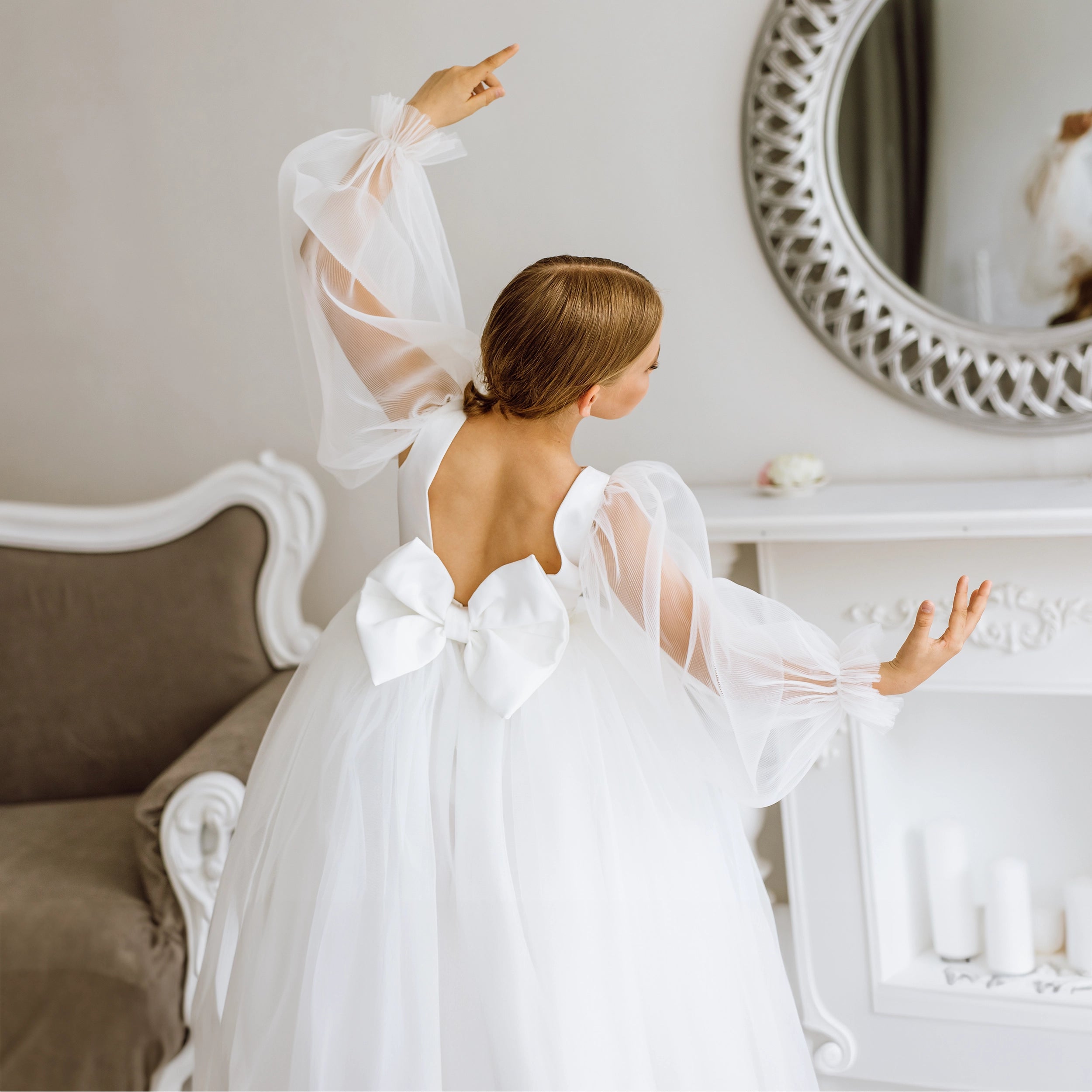 Long Sleeve First Communion Dress "Snowdrops"