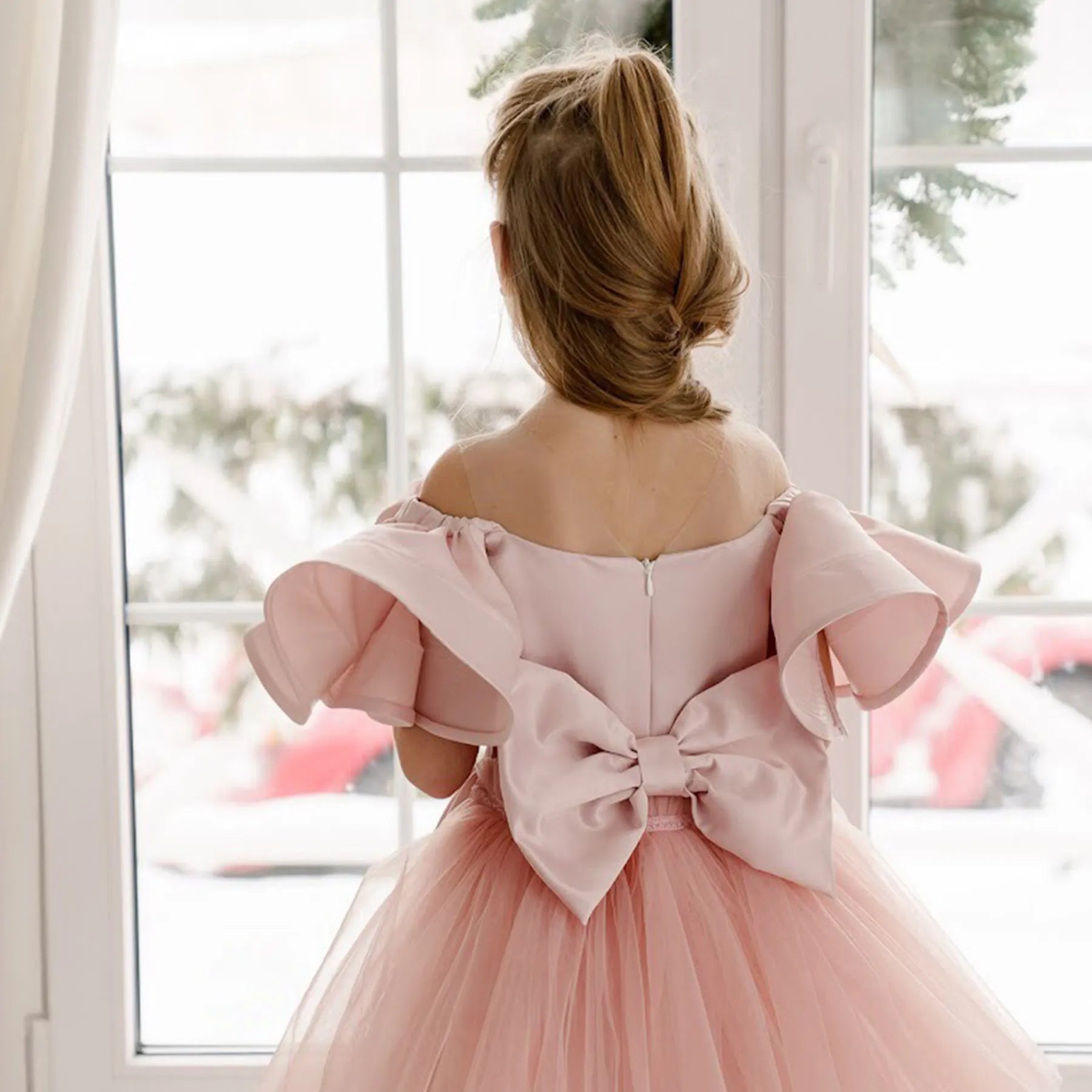 Flower Girl Dress with Tulle Train "Alsu"