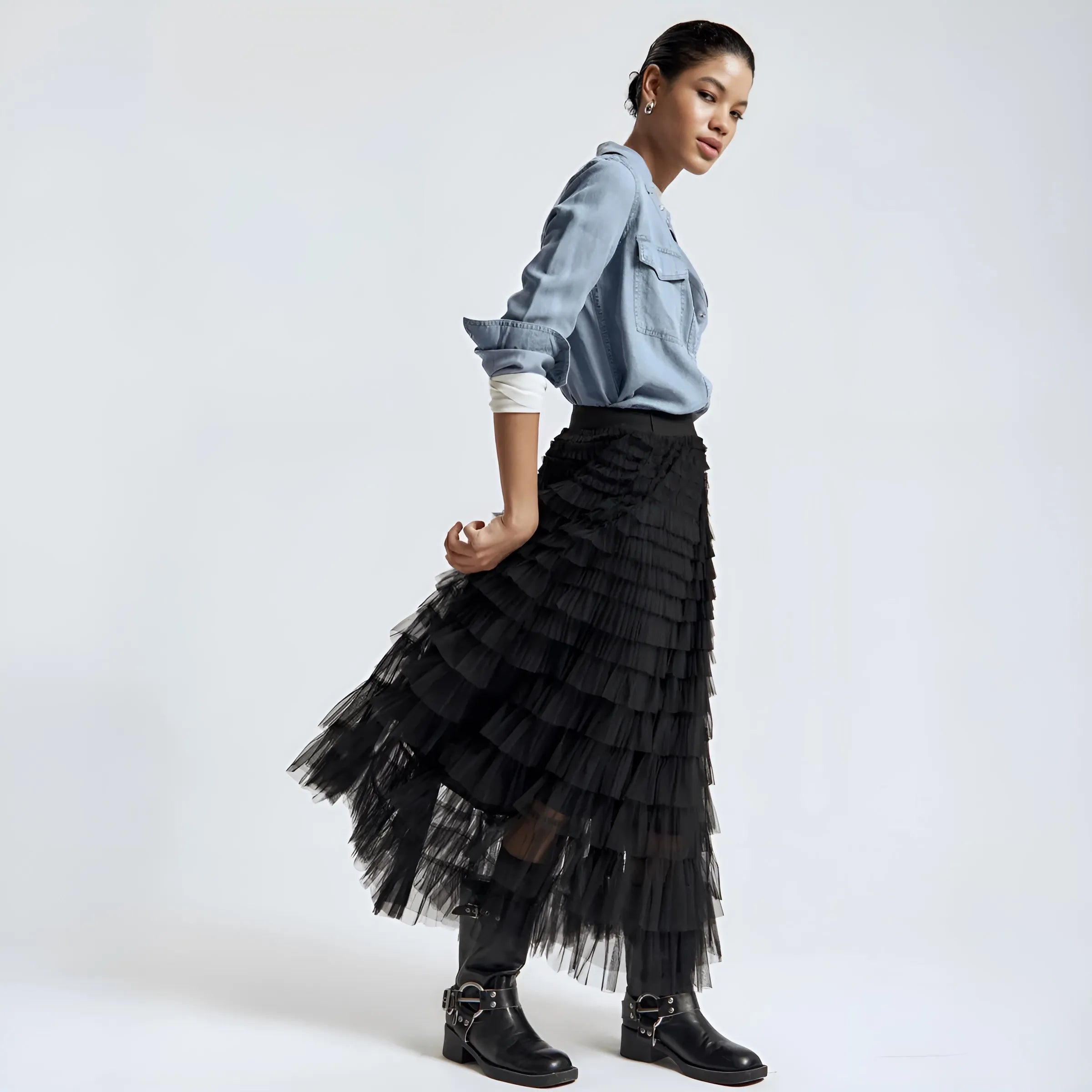Maxi Tulle Ruffle Skirt