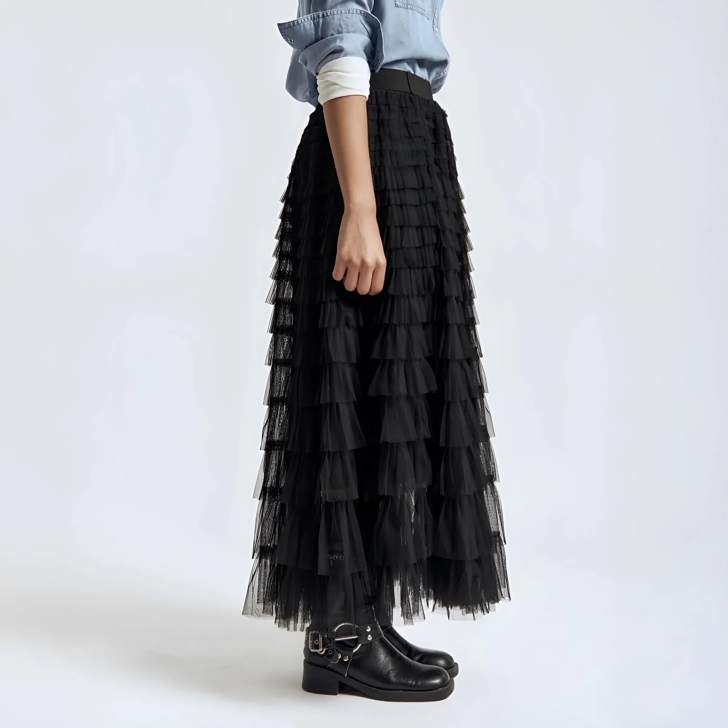 Maxi Tulle Ruffle Skirt