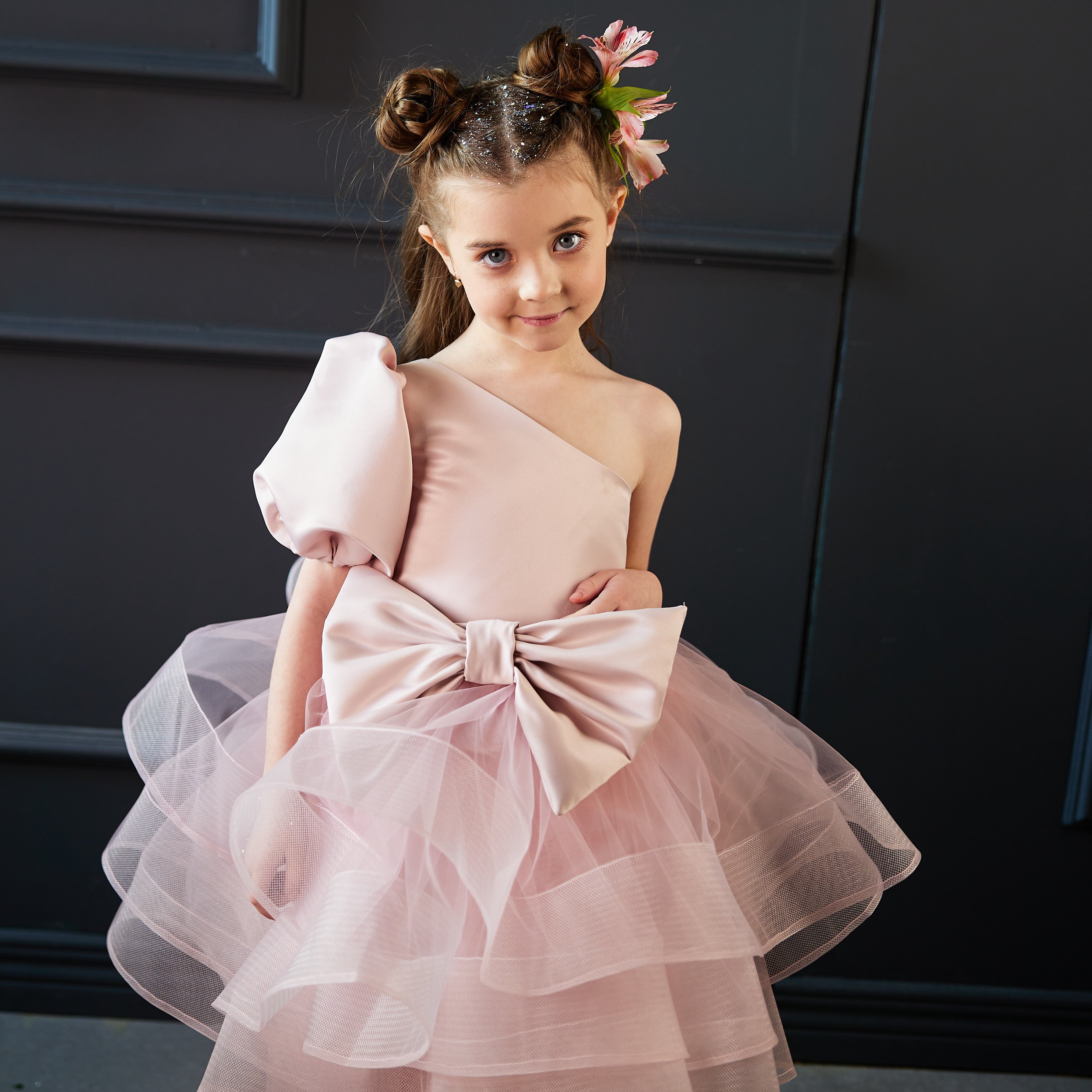 Flower Girl Short Dress With Sleeve ’Dahlia’